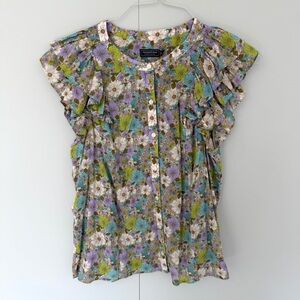VINEYARD VINES Women’s Print Flutter Sleeve Button-Up Top 2W001804